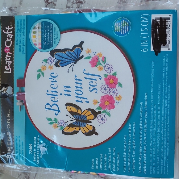 NEW Crewel Embroidery Dimensions Believe in yourself Butterfly Kit - Picture 1 of 6